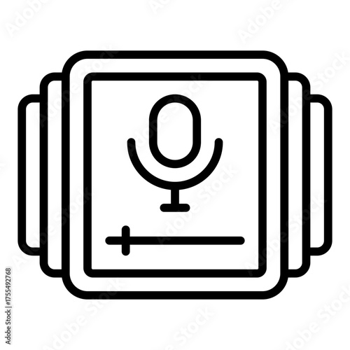 Playlist icon. Podcast episode collection and audio streaming list concept. Media organization and sound illustration. Line Icon