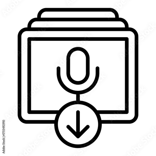 Download episode icon. Podcast file saving and offline listening concept. Audio streaming and digital media illustration. Line Icon