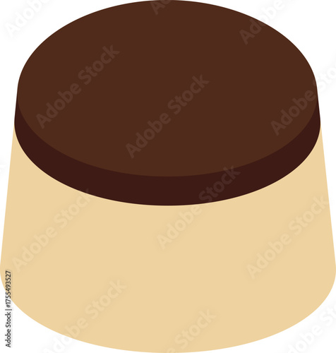 Vector illustration of a chocolate pudding panna cotta dessert.
