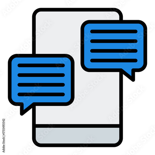 Chatting icon. Instant message and online conversation concept. Virtual meeting communication illustration. Filled Line Icon