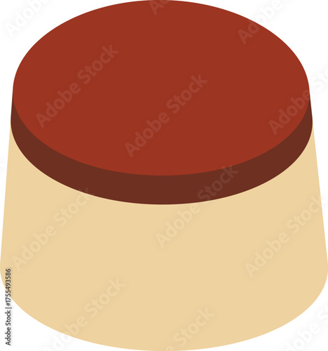 Vector illustration of a sweet caramel pudding panna cotta dessert.