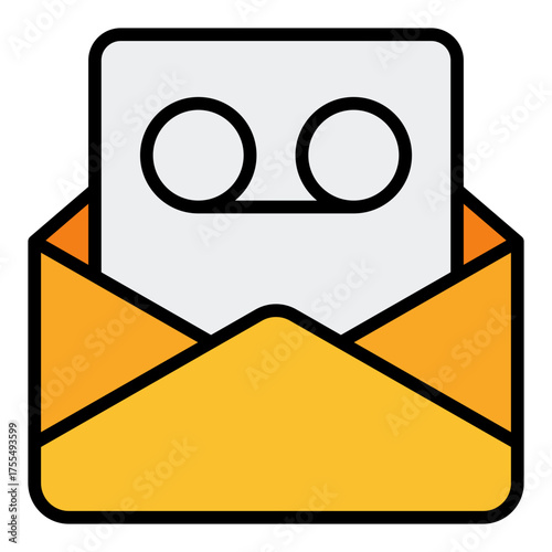 Voice mail icon. Audio message and digital communication concept. Online meeting and notification illustration. Filled Line Icon