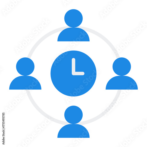 Meeting room icon. Virtual workspace and online discussion concept. Team collaboration and remote meeting illustration. Flat Icon