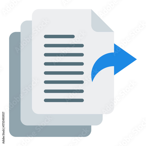Send file icon. Document transfer and online collaboration concept. Virtual communication and data sharing illustration. Flat Icon
