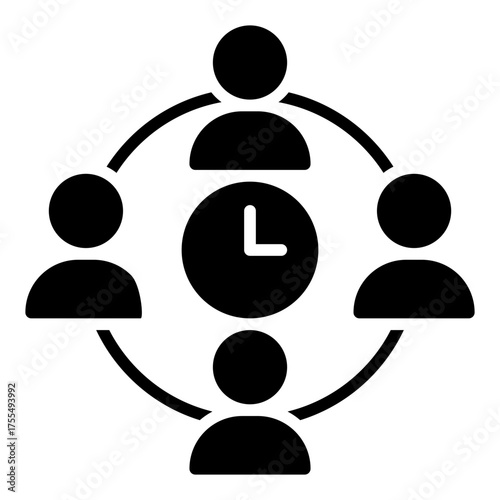 Meeting room icon. Virtual workspace and online discussion concept. Team collaboration and remote meeting illustration. Glyph Icon