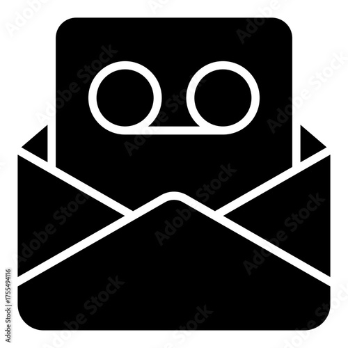 Voice mail icon. Audio message and digital communication concept. Online meeting and notification illustration. Glyph Icon