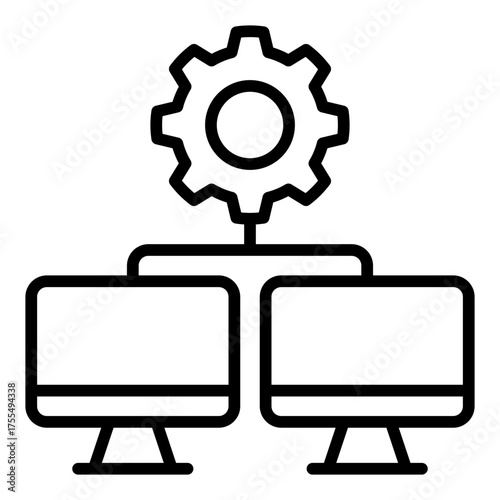 Host control icon. Meeting moderator and video call management concept. Virtual event and online coordination illustration. Line Icon