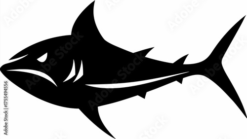 Powerful shark silhouette ready to dominate, a symbol of strength and fearless ambition, graphic design element