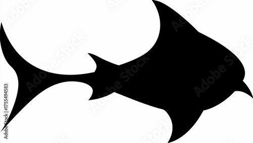 Bold shark silhouette design element perfect for edgy branding and impactful marine life designs