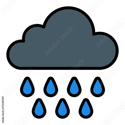 Rain cloud icon. Weather and natural water source concept. Irrigation supply and precipitation illustration. Filled Line Icon