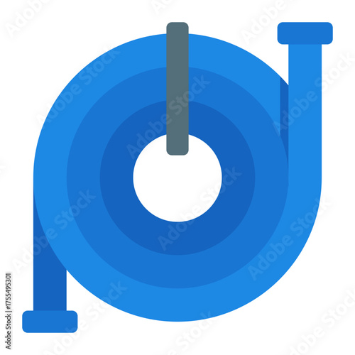 Hose icon. Garden watering tool and irrigation equipment concept. Agriculture maintenance and water supply illustration. Flat Icon