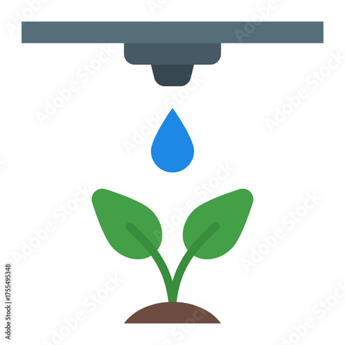 Drip hose icon. Water-saving irrigation tube concept. Precision watering system and agriculture equipment illustration. Flat Icon