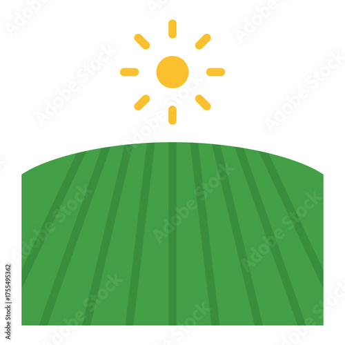 Crop rows icon. Agricultural field and planting pattern concept. Farming land and irrigation layout illustration. Flat Icon