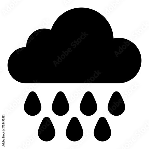 Rain cloud icon. Weather and natural water source concept. Irrigation supply and precipitation illustration. Glyph Icon