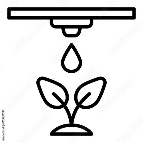 Drip hose icon. Water-saving irrigation tube concept. Precision watering system and agriculture equipment illustration. Line Icon