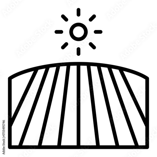 Crop rows icon. Agricultural field and planting pattern concept. Farming land and irrigation layout illustration. Line Icon