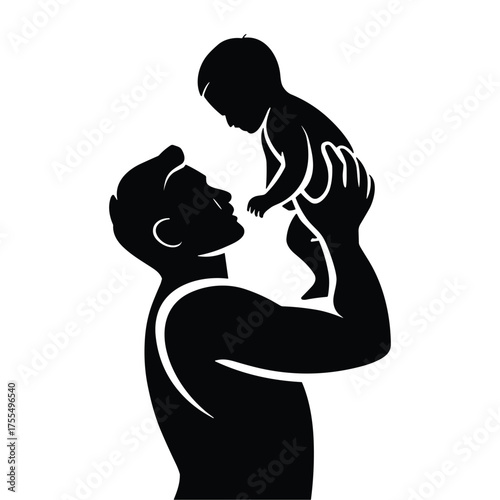 Wallpaper Mural Silhouette Of Father Holding Up Baby In His Arms lifting Torontodigital.ca