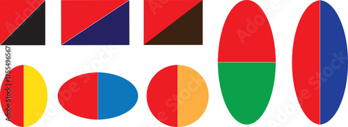 Colorful zigzag round color Rectangle, square and oval shape frame with zigzag edge. Set of Zigzag and colorful Shapes. 