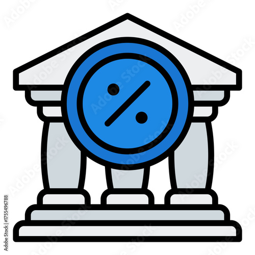 Tax office icon. Government building and financial administration concept. Public service and income management illustration. Filled Line Icon