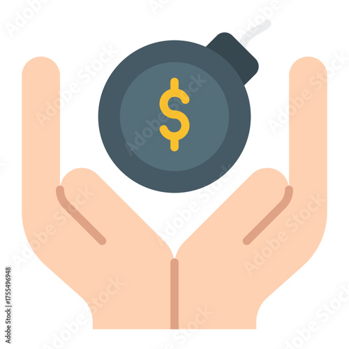 Tax liability icon. Financial obligation and payment responsibility concept. Business debt and income tax illustration. Flat Icon