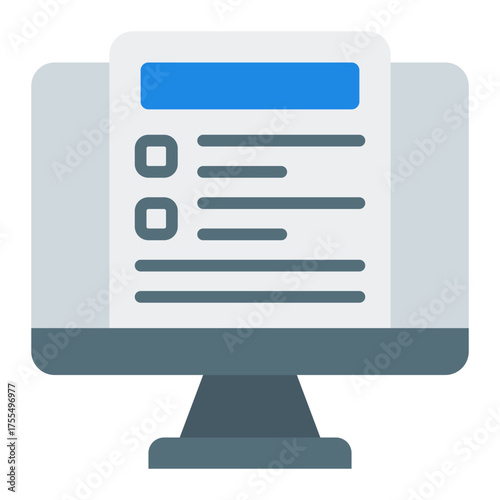 Online tax filing icon. Digital report submission and e-filing concept. Income statement and document management illustration. Flat Icon