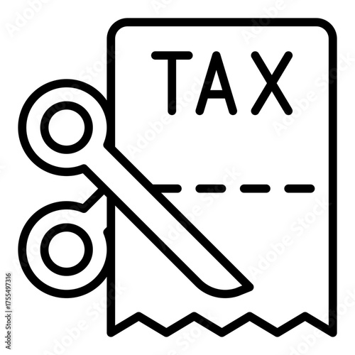 Tax deduction icon. Income adjustment and expense reduction concept. Payroll savings and tax return symbol. Line Icon