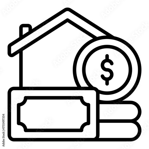 Financial asset icon. Property and investment management concept. Wealth, capital, and tax value illustration.. Line Icon