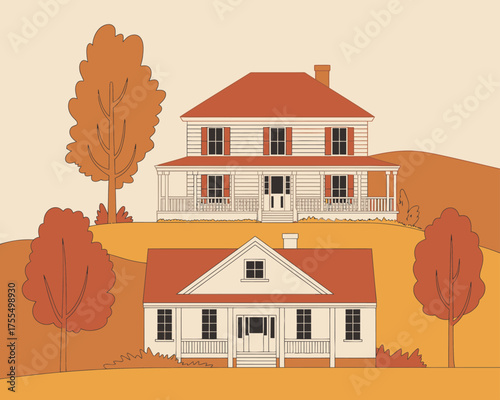 Charming Traditional Houses in Autumnal Scenery