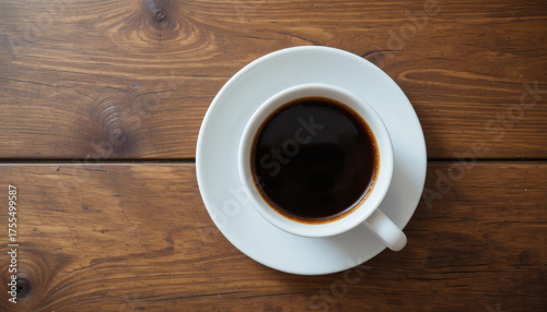  A cup of coffee on a wooden table
