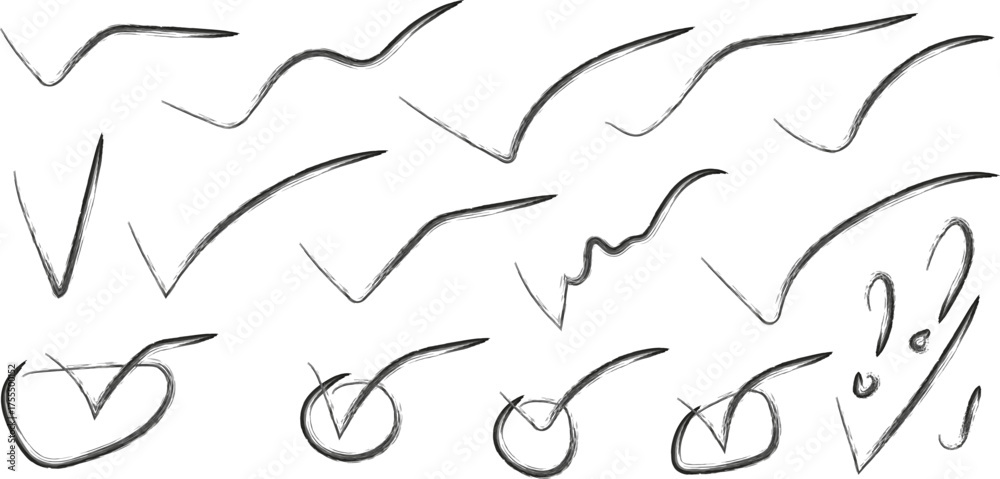 Naklejka premium Hand drawn check mark collection on white background for design