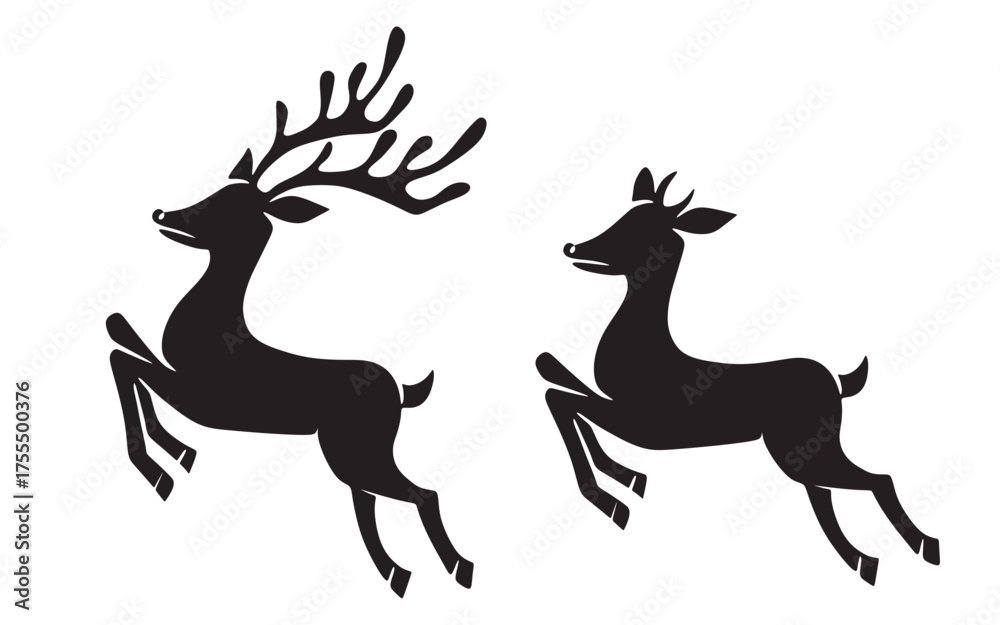 Fototapeta premium silhouette of a pair of deer