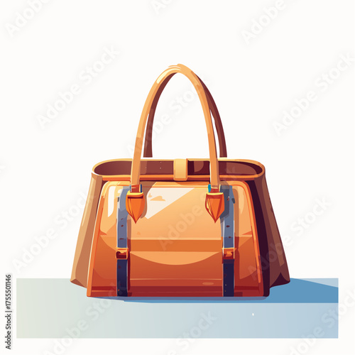 Fashionable handbag illustration with brown leather and minimalist design