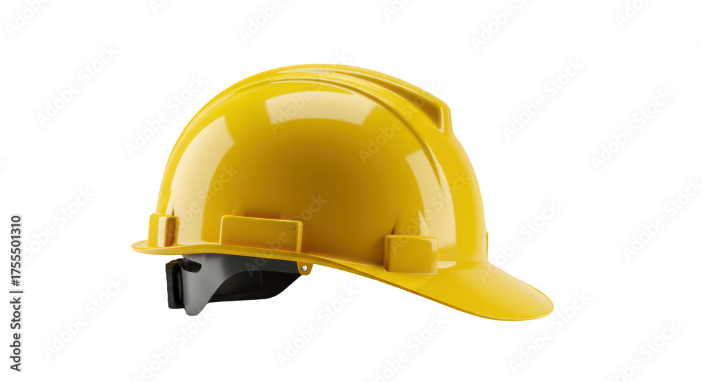 Fototapeta premium Glossy yellow safety helmet on yellow backdrop