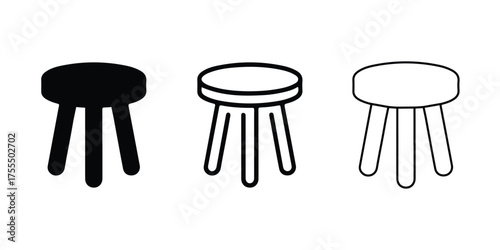 Minimal stool design set, Vector leg chair silhouette