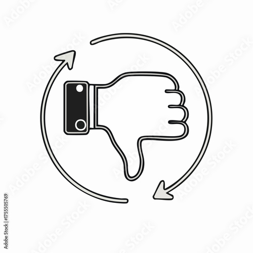 Hand gesture with thumb down icon representing disagreement disapproval negativity