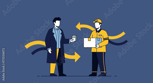 Delivery Exchange: A Contemporary Illustration of Parcel Transfer and Courier Service