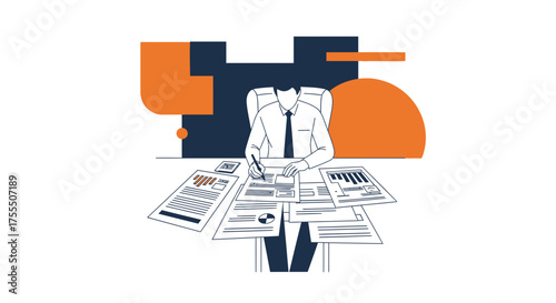 Executive Working Tirelessly on Financial Projections, Data Analysis and Strategic Planning