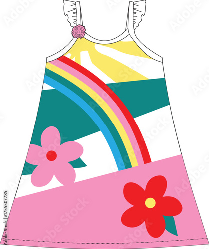 baby  girls frocks flower print vector art