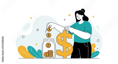 Financial Security and Savings Investment Concepts Expressed Through Illustrations