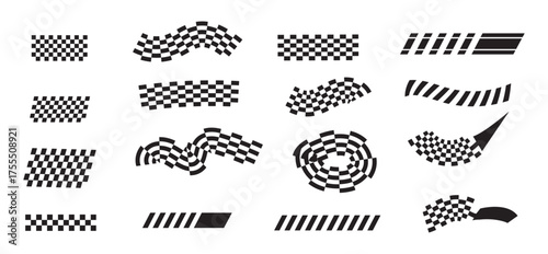 Collection of checkered flag patterns and racing elements