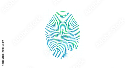 Abstract Fingerprint Graphic with Blue and Green Swirls.
