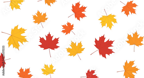 Autumn Maple Leaves Falling Seamless Pattern Background.