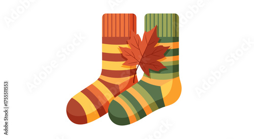 Cozy Autumn Socks with Maple Leaf Decoration.