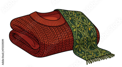 Cozy Knitted Sweater and Scarf Set for Autumn Winter Warmth.