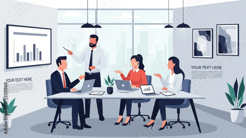 Business Team Collaboration and Presentation in a Modern Office Environment with a Positive Atmosphere for Growth and Success