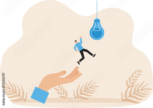 Inspiration idea to inspire or motivate people to success, business innovation or creativity, solution or invention concept
