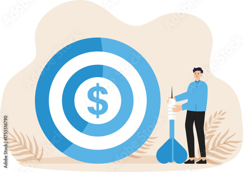 Achieve financial goal and success investment or make money target, win wealth and savings objective or accomplishment concept
