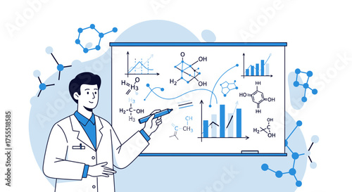 Scientific Analysis Presentation with Molecular Structures and Chemical Equations