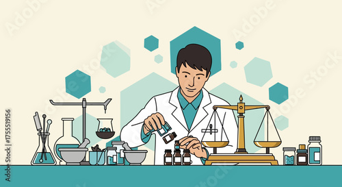 Scientist Conducting Experiments In Laboratory Researching Pharmaceuticals And Formulations