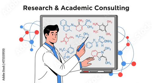 Scientist Explaining Chemical Formulas During A Research And Consulting Presentation